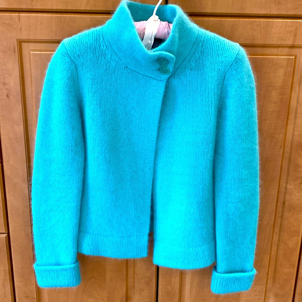 Gorgeous Aqua/turquoise lambs wool angora sweater ladies size S.Soft and stylish